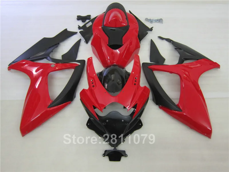 Комплект пластиковых обтекателей под давлением для Suzuki GSXR600 06 07 красно черный