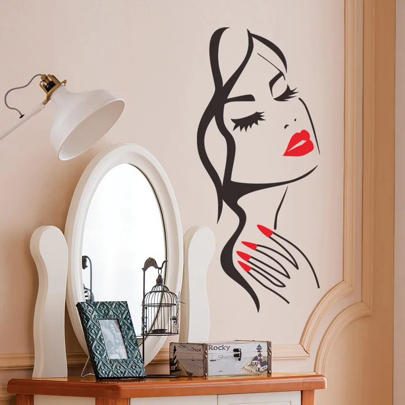 Красные ногти наклейки на стену для спальни девушки DIY домашний декор сексуальная женщина Маникюр салонная Наклейка на стену виниловые наклейки на стену