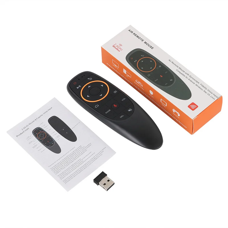 

G10 Voice Air Mouse with 2.4GHz Wireless 6 Axis Gyroscope Microphone IR Remote Control For Smart tv Android Box PC