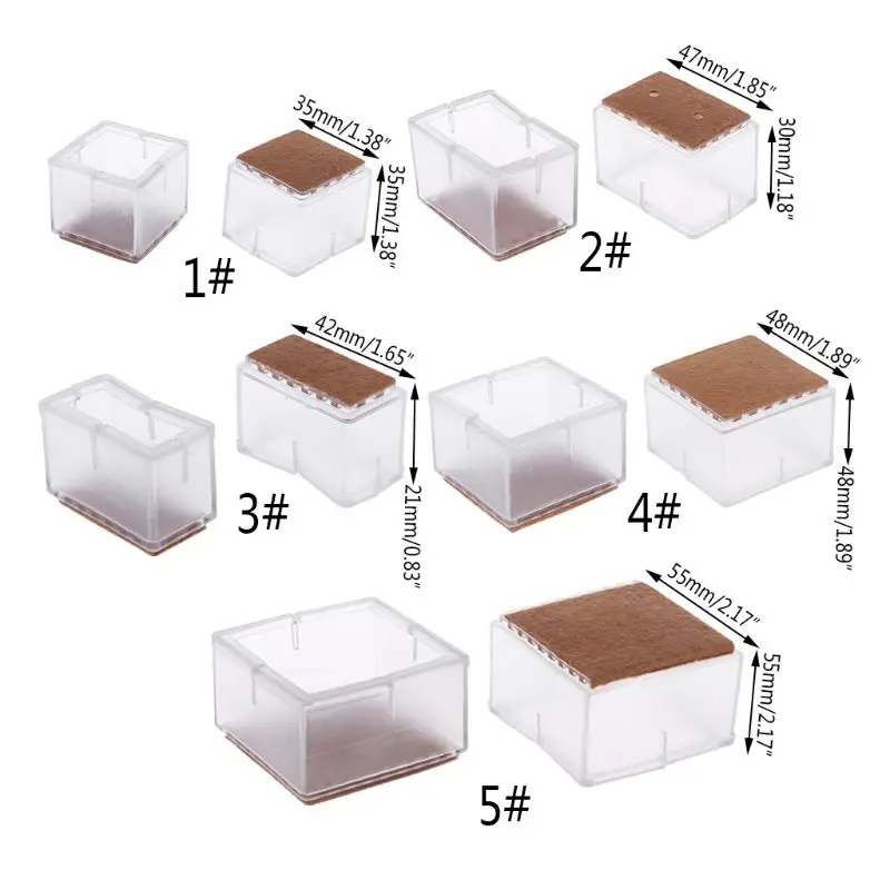 8 шт. квадратная силиконовая форма колпачки на ножки стула накладки для ног накладки для ножек мебели деревянная защита для пола Прозрачный