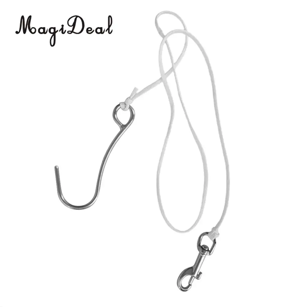 MagiDeal Scuba Diving Reef Drift Hook with 47' Line & Stainless Steel Clip for Snorkeling Freediving Swimming Caving Accessory