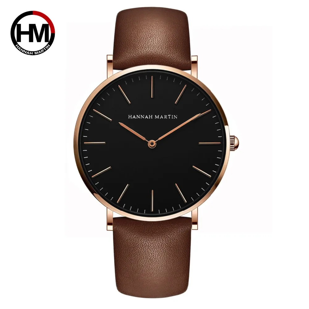 

Relogio Masculino Luxury Brand Hannah Martin Quartz Watch Reloj Mujer Women Watch Men Rose Gold Case Unisex Montre Femme