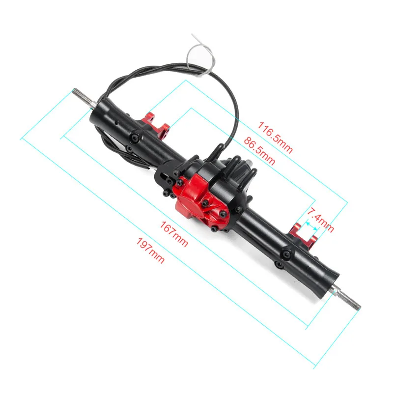 Aluminum Alloy Front / Rear Axles (with lock) for D90 RC Crawler Black&red