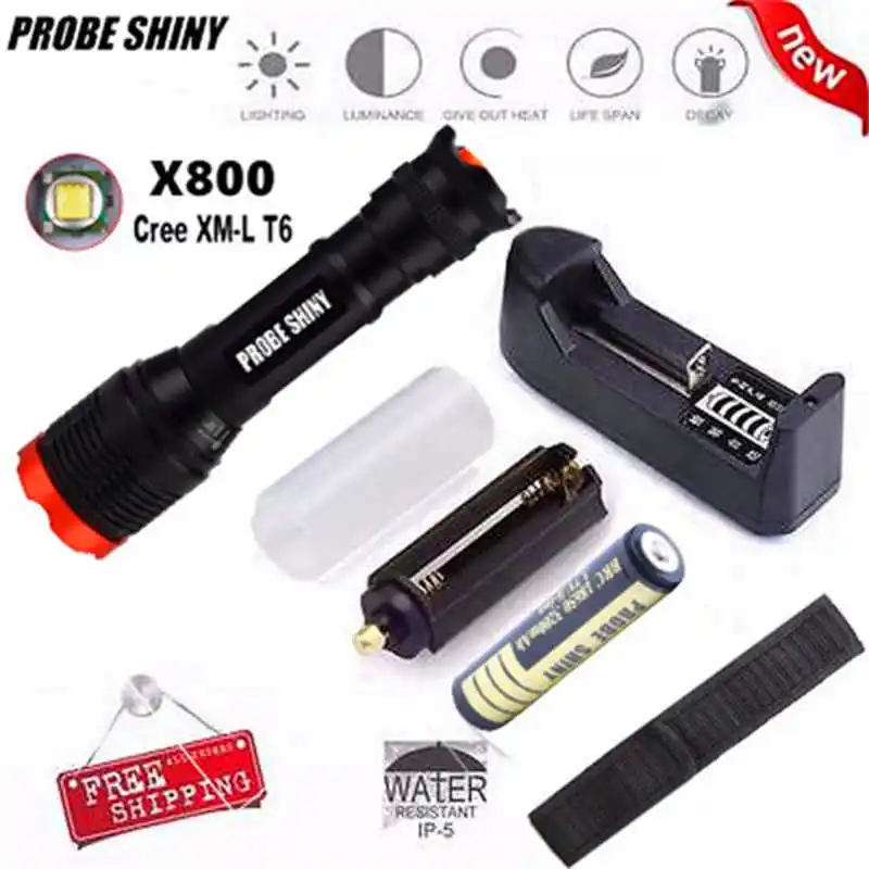Светодиодный перезаряжаемый фонарик Pocketman XML T6 linterna torch 18650 батарея для кемпинга