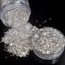 Блестящий чистый серебряный цвет блеск для ногтей порошок лист для дизайна ногтей DIY украшения 1 мм Размер#03