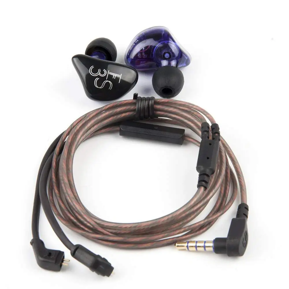 Новые наушники 1DD + 1BA гибридные HIFI DJ монитор со сменным кабелем шумоподавляющие