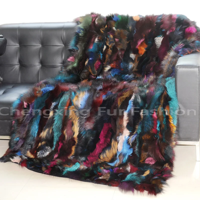 

CX-D-54 Soft Wedding Decoration Hairy Tapis Carpet Area Rug Genuine Fox Fur blankets for beds Area Rugs Bedroom manta sofa suave