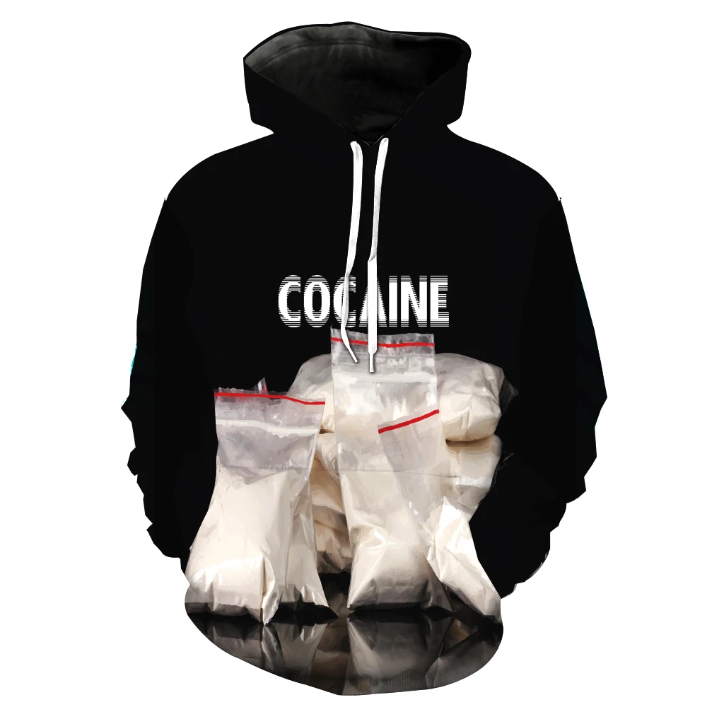 

2019 New Fashion Sweatshirt Men / Women 3d Hoodies Print Drug white powde other pattern Slim Unisex Slim Stylish Hooded Hoodies