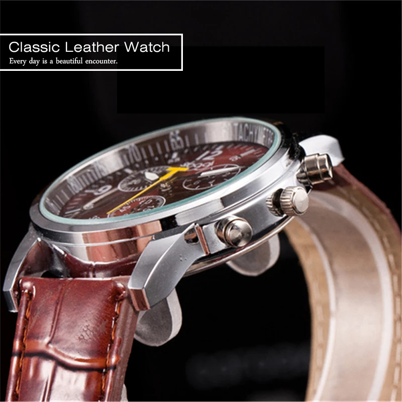 men's watch Business sport Watches Clock Quality Fashion Numerals Faux Leather Analog Quartz gentleman Bracelet Gift