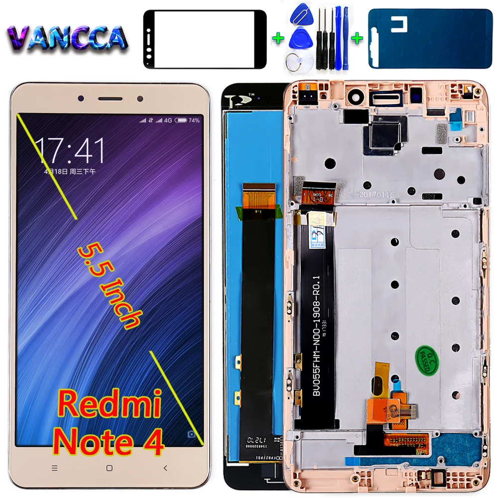 ЖК-дисплей Vancca 5 дюйма для Xiaomi Redmi Note 4 (Процессор MTK Helio X20) дигитайзер с сенсорным