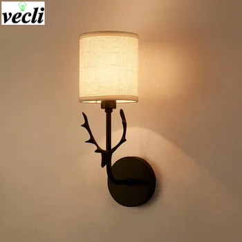 

New Nordic Bedroom Bedside Lamp Wall Lamp Simple Modern Aisle Corridor Hotel Golden Background Wall Lamp Creative Cloth LED Lamp