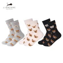 Прекрасные женские бамбуковые носки милые мультфильм медвежонок узор мягкие носки 3 шт