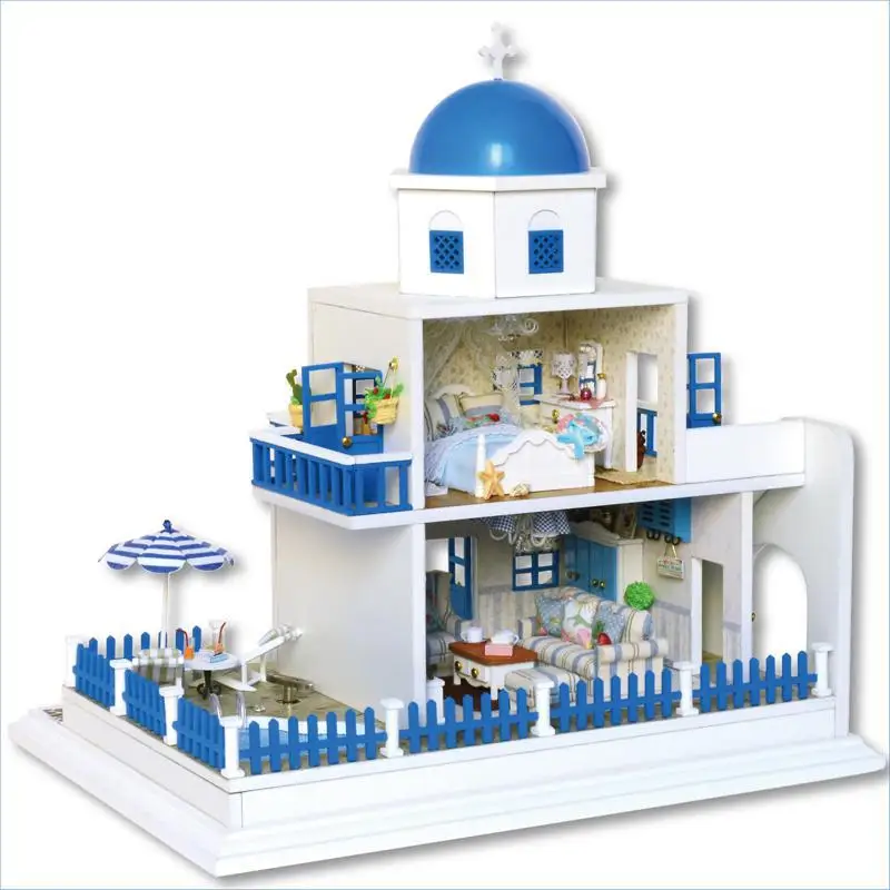 Miniature Dollhouse Kit Diy House Assembly Romantic Nordic Cottage