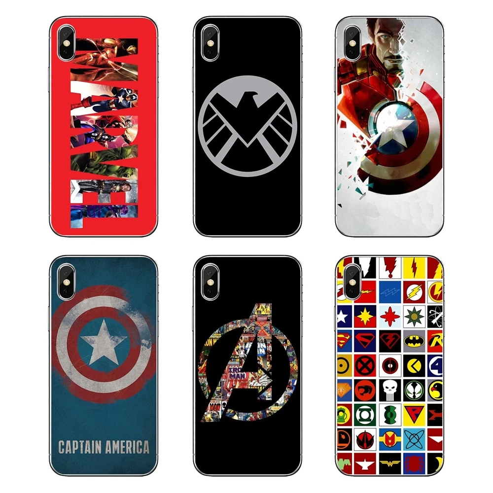 

Transparent Soft Shell Covers For Huawei Honor 8 8C 8X 9 10 7A 7C Mate 10 20 Lite Pro P Smart Plus Marvel Super hero logo