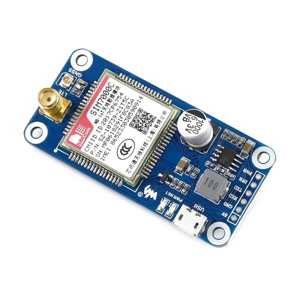 ShenzhenMaker Store NB-IoT/eMTC/EDGE/GPRS/GNSS HAT для RPi 3B/3B+, на основе SIM7000C, поддерживает TCP, HTTP, FTP, SMS, Mail