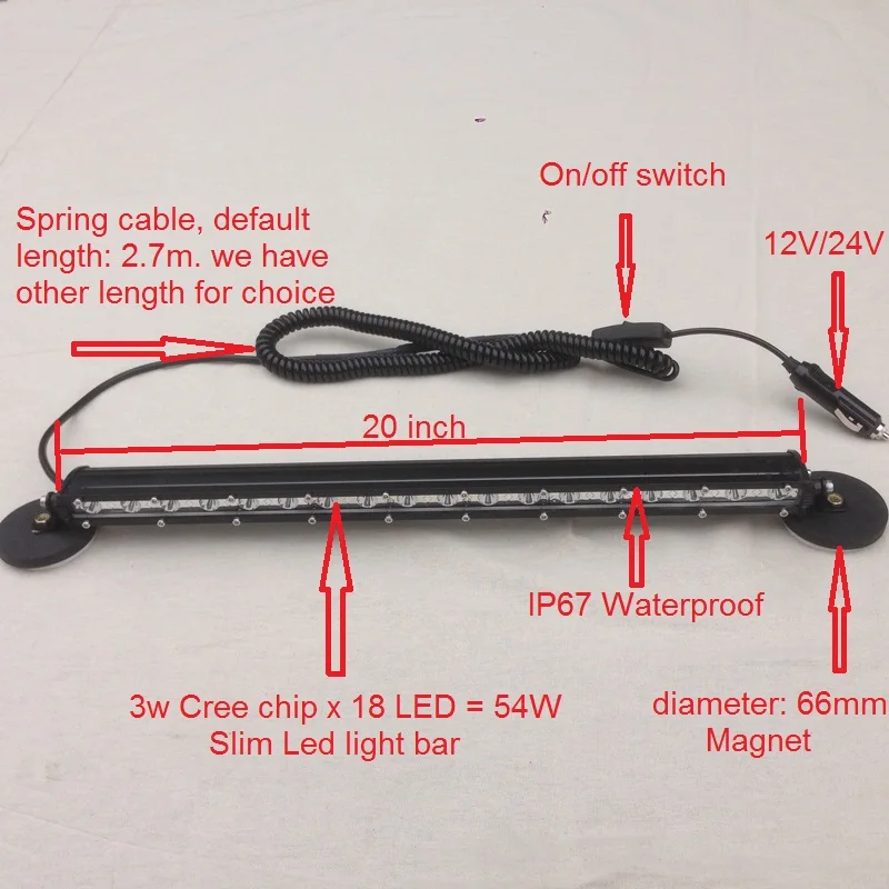 20 дюймов 54 Вт точечный/заливающий светодиодный бар с магнитным монтажным кронштейном Автомобильный светодиодный светильник для вождения внедорожный рабочий светильник 4x4 грузовик противотуманный светильник 12 В/24 В