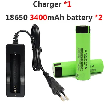 

KingWei 2pcs 3400MAH Battery for Panasonic 18650 Rechargeable Battery Lithium For Flashlight Laser Pen +1x803C Charger