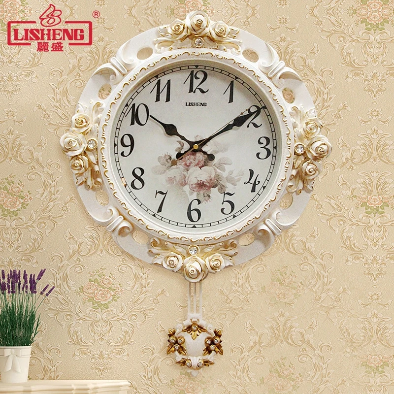 Hot Product  European Wall Clock Modern Mute Swing Clock Creative Garden Home Living Room Decoration Wall Clock 