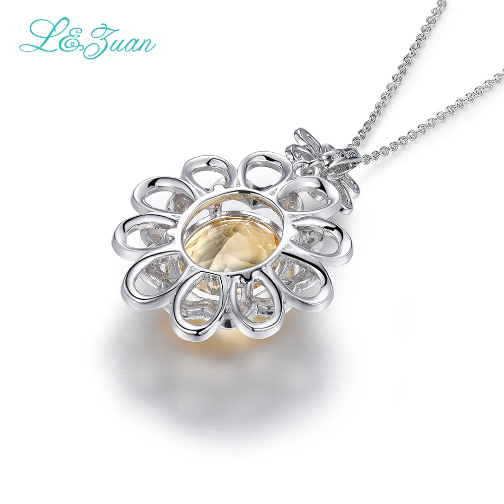 

I&zuan 7.01ct Natural Citrine Pendants 100% 925 Sterling-Silver-Jewelry Pendant Necklace For Women Cluster Gemstione Pendant