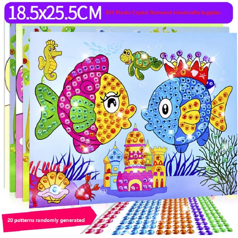 

10 pcs Creative DIY Diamond Handmade Stickers Crystal Paste Painting Mosaic Puzzle Stickers Toys Children Early Education Gift