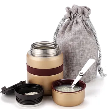 

350ml stainless steel thermos food container inox folden spoon with bag flask kids lunch box bento thermo outdoor insulate cup