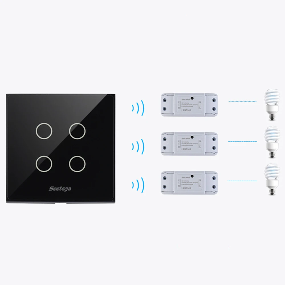 

Touch Switch Smart Light Switch Panel Wall interruptor 1/2/3 Gang wifi light switch US/EU Standard Work with Alexa Google Home
