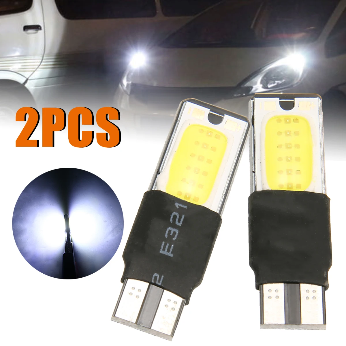 2pcs White T10 Wedge Light 194 168 6W COB LED Car Canbus No Error Side Signal Lamp Bulb Auto Reading  Number Plate Lights