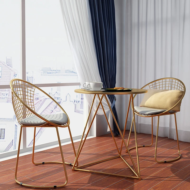 New Gold Luxurious European Metal dining chair coffee chair, Leisure sofa Bar chair bar stools fashion Living Room Furniture