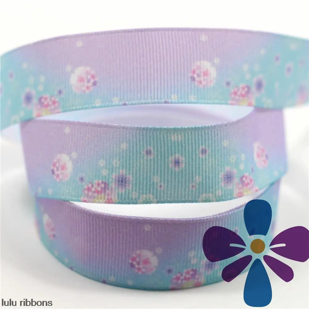 6mm-75mm Elegant Purple Flower Printed Grosgrain Ribbon/Elastic Band 50 Yards/Lot Hair Accessories MD160506-22-4026 | Дом и сад