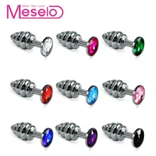 Meselo Anal Plug Crystal Spiral Anal Sex Toy Butt Plug For Women Men Adult Product Male Prostate Massager Rhinestone Vagina Toys