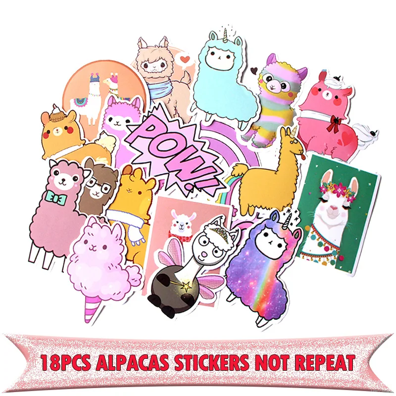 18pcs Alpaca llama cute kids vintage Laptop Decoration Styling Decals DIY scrapbooking album Stickers pasters E0025