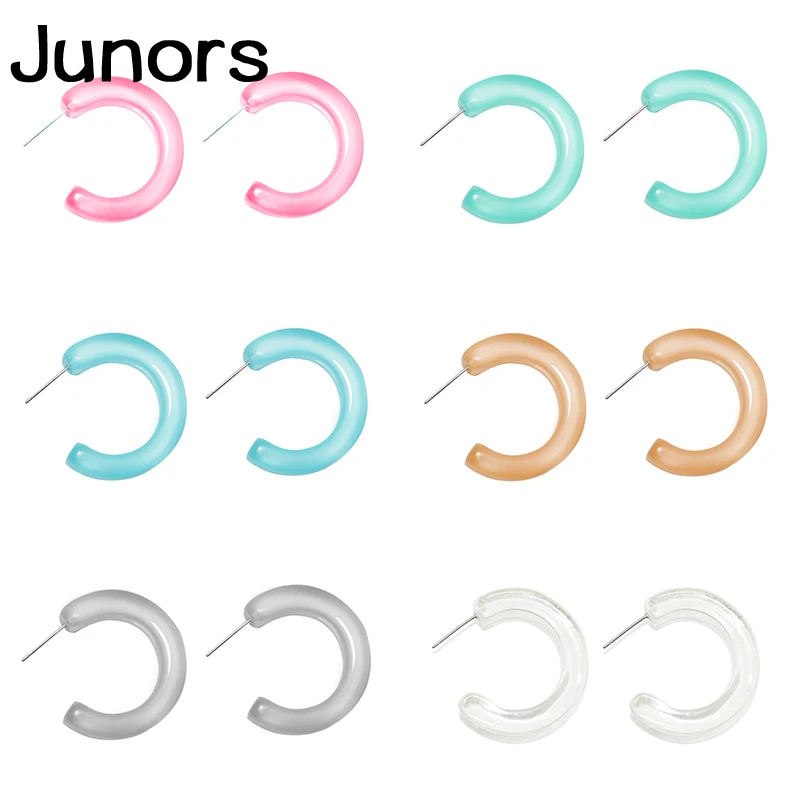 

Acrylic Transparent Curved women earrings 2019 vintage pink colors dangle earrings for women fashion jewelry teacher gifts