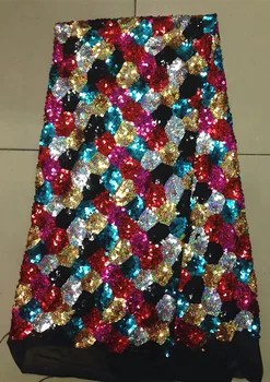 

2020 high quality african tulle lace fabric Wholesale sequins French net lace fabric for Nigeria wedding qc003