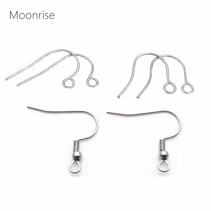 100pcs Hypo Allergenic Stainless Steel Earring Spring Hook Clasp Silver