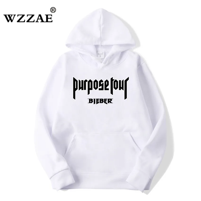 2018 Justin Bieber Poster Hip Hop Sweat Homme Hoodie Hooded Man Letters Justin Bieber Purpose Tour Streetwear Gray Black Hoodies