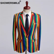 SHOWERSMILE, цветной Мужской Блейзер, Dj, Клубная, сценическая, певица, одежда, мужские вечерние, в полоску, пиджак, модный, певица, костюм размера плюс, 5XL
