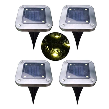

CLAITE Solar Power 4 LED Buried Light Ground Lamp Cool/Warm White Outdoor Path Lawn Garden Decking Under Ground Lamp Dropship