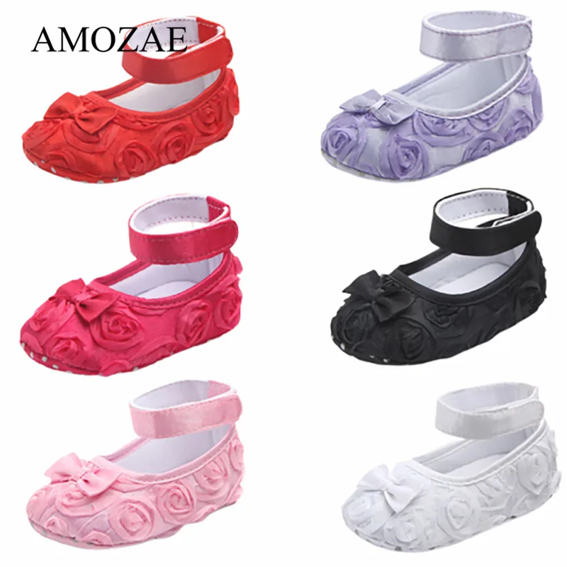 

2020 Newborn Baby Girls Lovely Bow Infant Toddler Princess First Walkers Soft Soled Shoe Floral Shoes Kid Prewalker Footwear