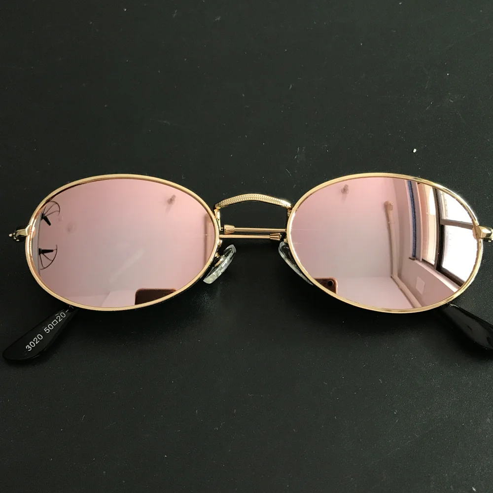 Rose Gold Mirror Small Oval Sunglasses Women 2017 Luxury Brand