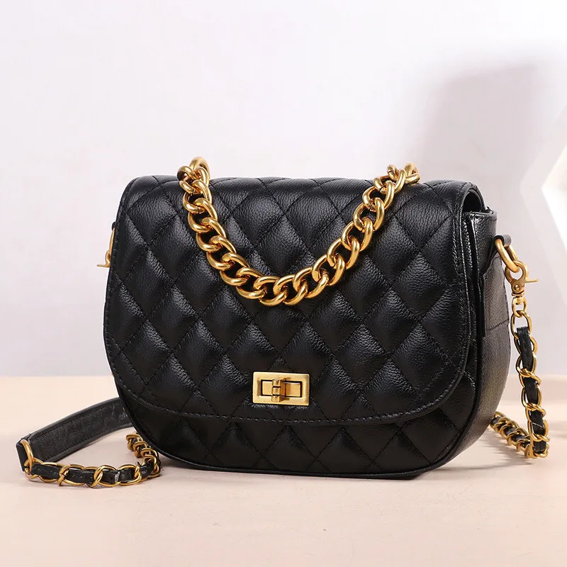 

2019 LEATHER WOMEN'S SINGLE SHOULDER CLUTCH BAG FASHION CROSS GRAIN BRAND COWHIDE HANDBAG RHOMBUS WALLET PURSE WOMEN HANDBAG
