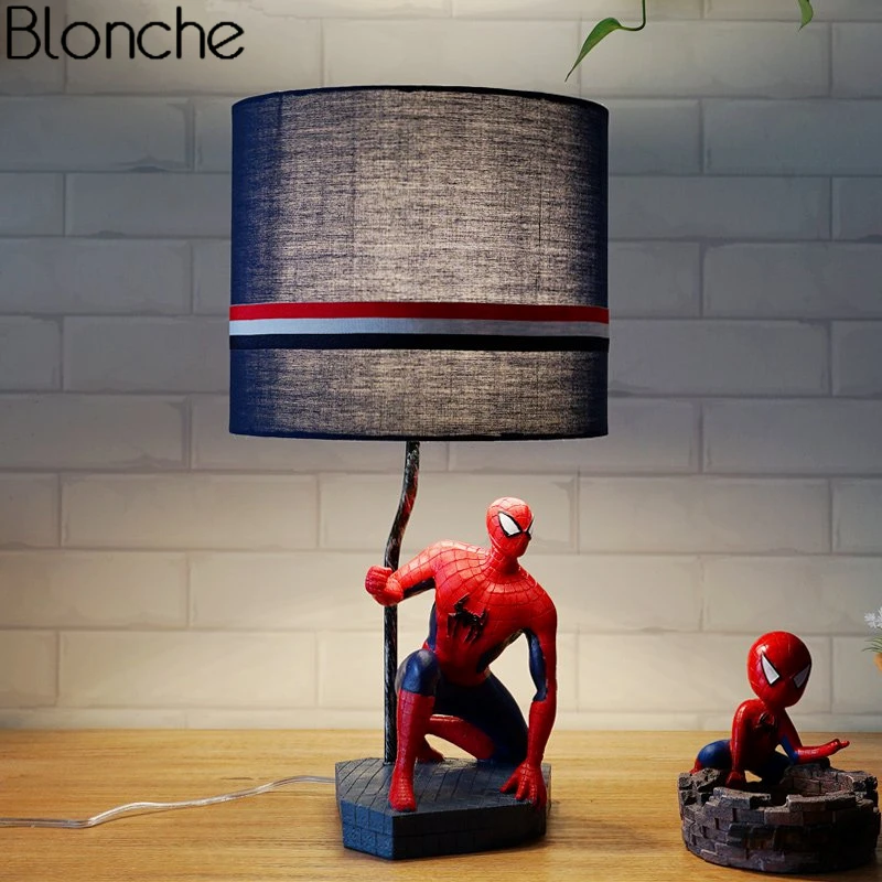 Modern Spider Man Table Lamps Bedroom Bedside Lamp Cartoon Led