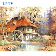 Безрамное оранжевое бездорожье цифровое масляная краска Diy классический стиль картина ручной работы художественное оформление стен