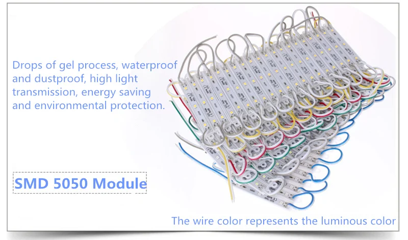 20 шт./лот светодиодный модуль SMD 5050 DC12V 3 светодиодный s Водонепроницаемый IP65 дизайн рекламы белый RGB суперяркий освещение для знак модули