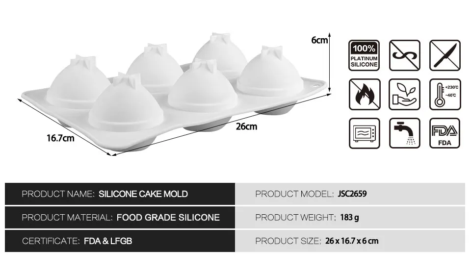 SILIKOLOVE 6 Hole 3D Peach Cake Mold Silicone Molds for Baking Cake Decorating Dessert Fruit Mousse Mould DIY Bakeware Tools_05