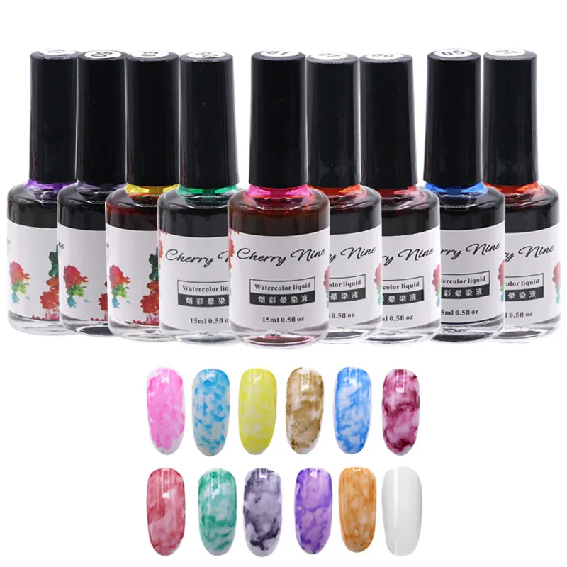 12 Colors Ink Nails Liquid Gel Inks Polish Marble Fancy Nails Salon