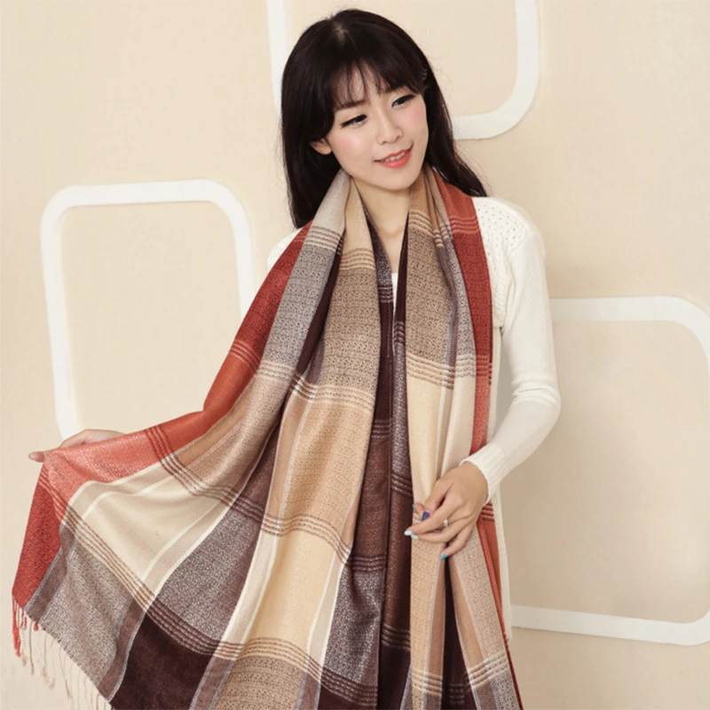 

2018 Hot Women Scarf Winter Fashion Female Scarf Stole Brand Famous Plaid Thick Shawls And Blanket Scarf For Women 50
