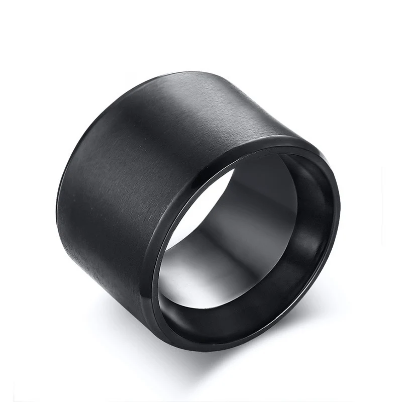 

Large Stainless Steel Ring for Men 15mm Wide Brushed Black Big Ring
