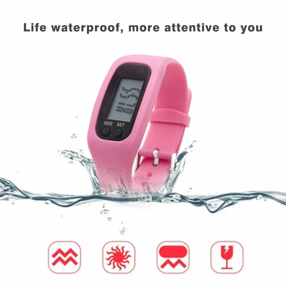 Pedometers LCD Smart Wrist Watch Bracelet Sports Monitor Running Exercising Step Counter Fitness Silicone Hot Sale