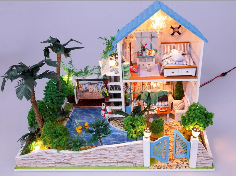 Новое поступление DIY модель романтичный влюбленный дом собрать miniatura вилла для кукол дома/дерево DIY хижина/подарок девушки