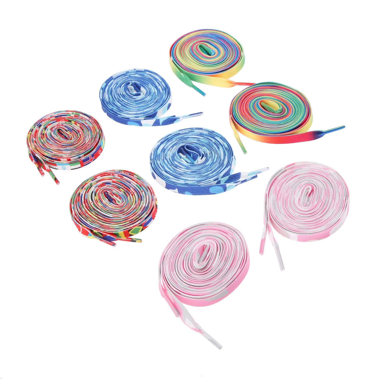 

2 Pairs/4ps Outdoor Sport Multicolor Wide Shoelaces Hiking Slip Rope Round Shoe Laces Strings Sneakers Shoelaces for Skate Boots